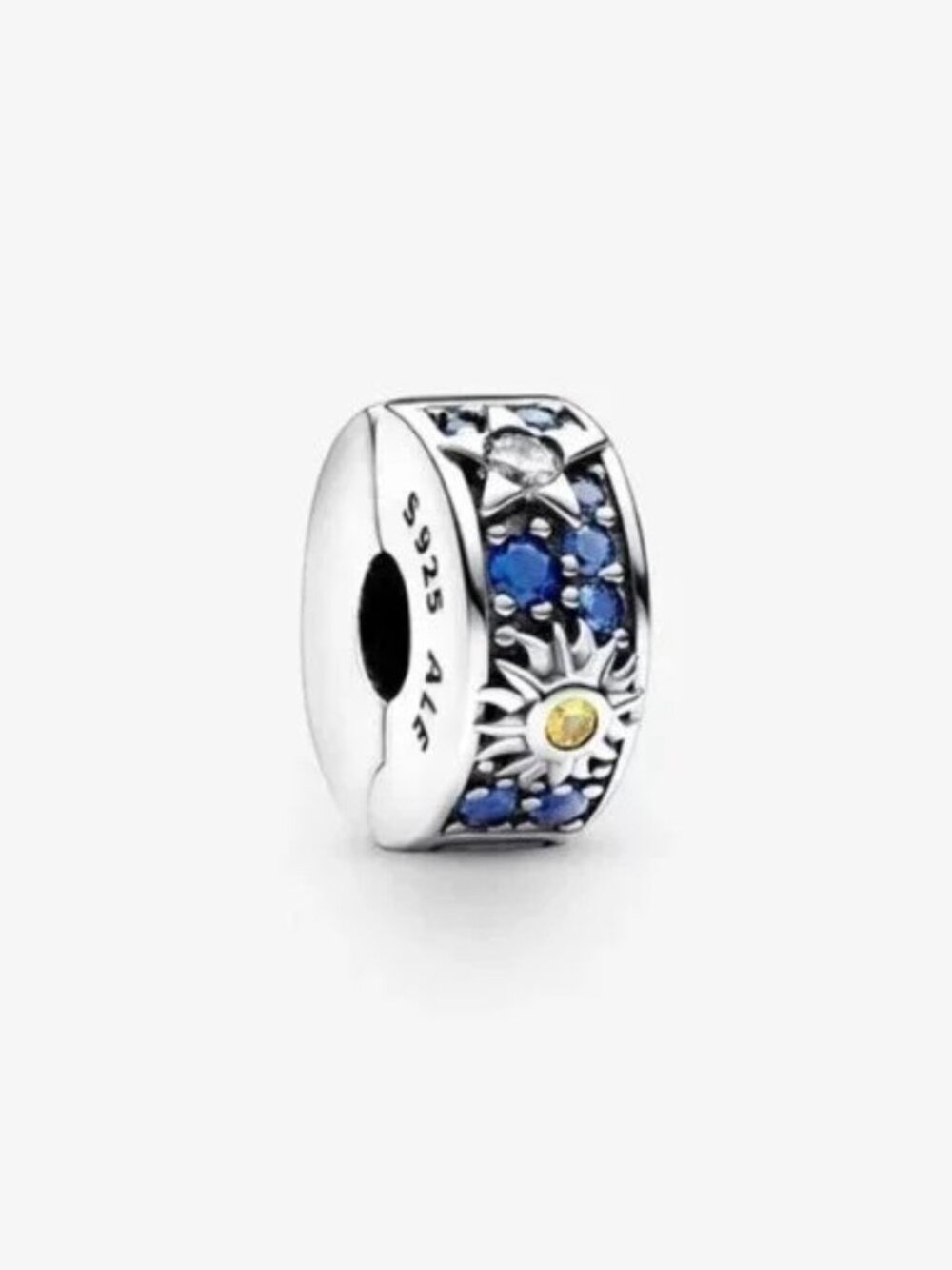 Pandora Silver Charm with Blue and Yellow Accents